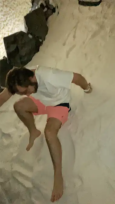 Joyful Moment in the Salt Cave